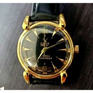 RARE Camy Geneve ‎ Mechanical Swiss Watch Restored Serviced GLD-BLK-BLK